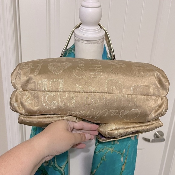 COACH POPPY STORYPATCH POP SWING BAG/ SHOULDER BAG GOLD #15304 - Picture 7 of 16